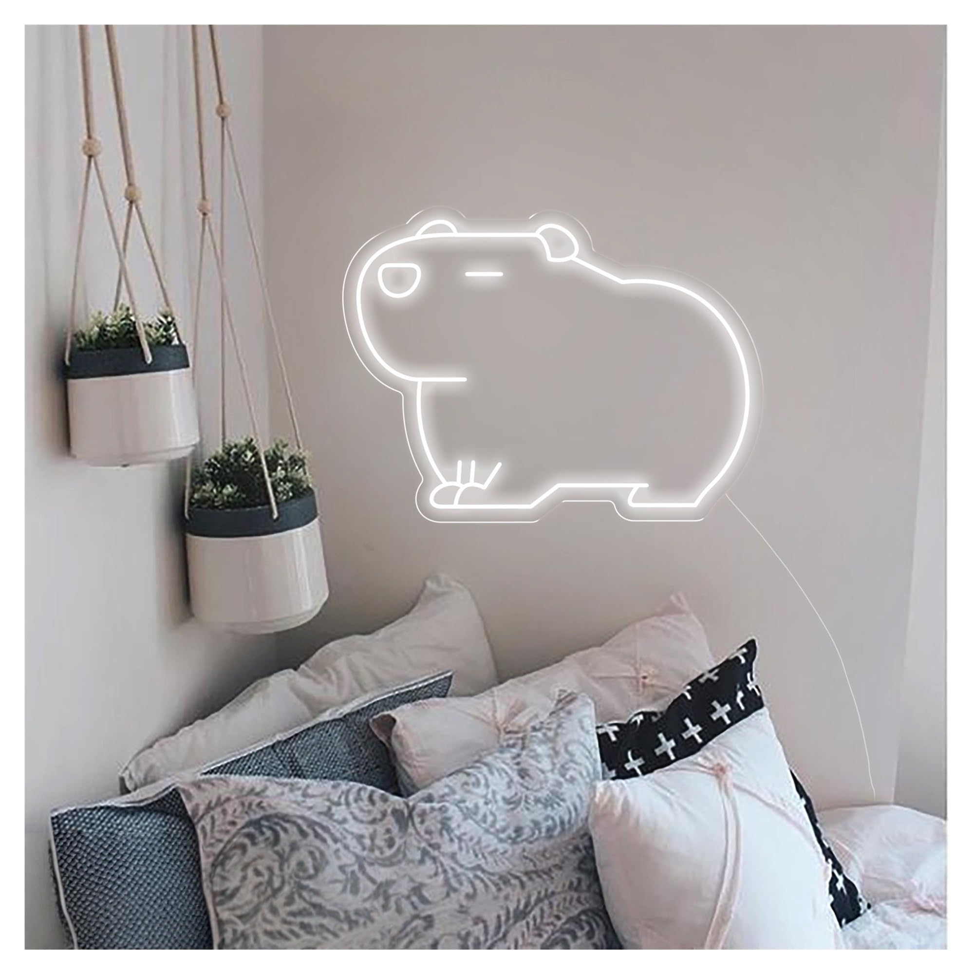 RONGCH Hanging Art Neon Signs Capybara Neon Sign, Suitable for Home Kid Room Decor with Brightness Adjustable 30cmx40cm(E)