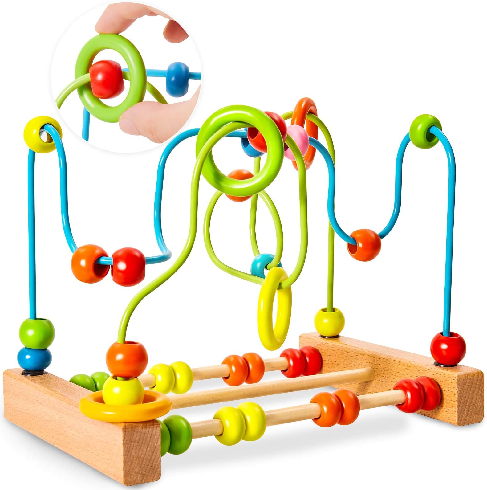 HERSITY Wooden Bead Maze Baby Toys Roller Coaster Early Educational Games Gifts for Babies Children Toddlers