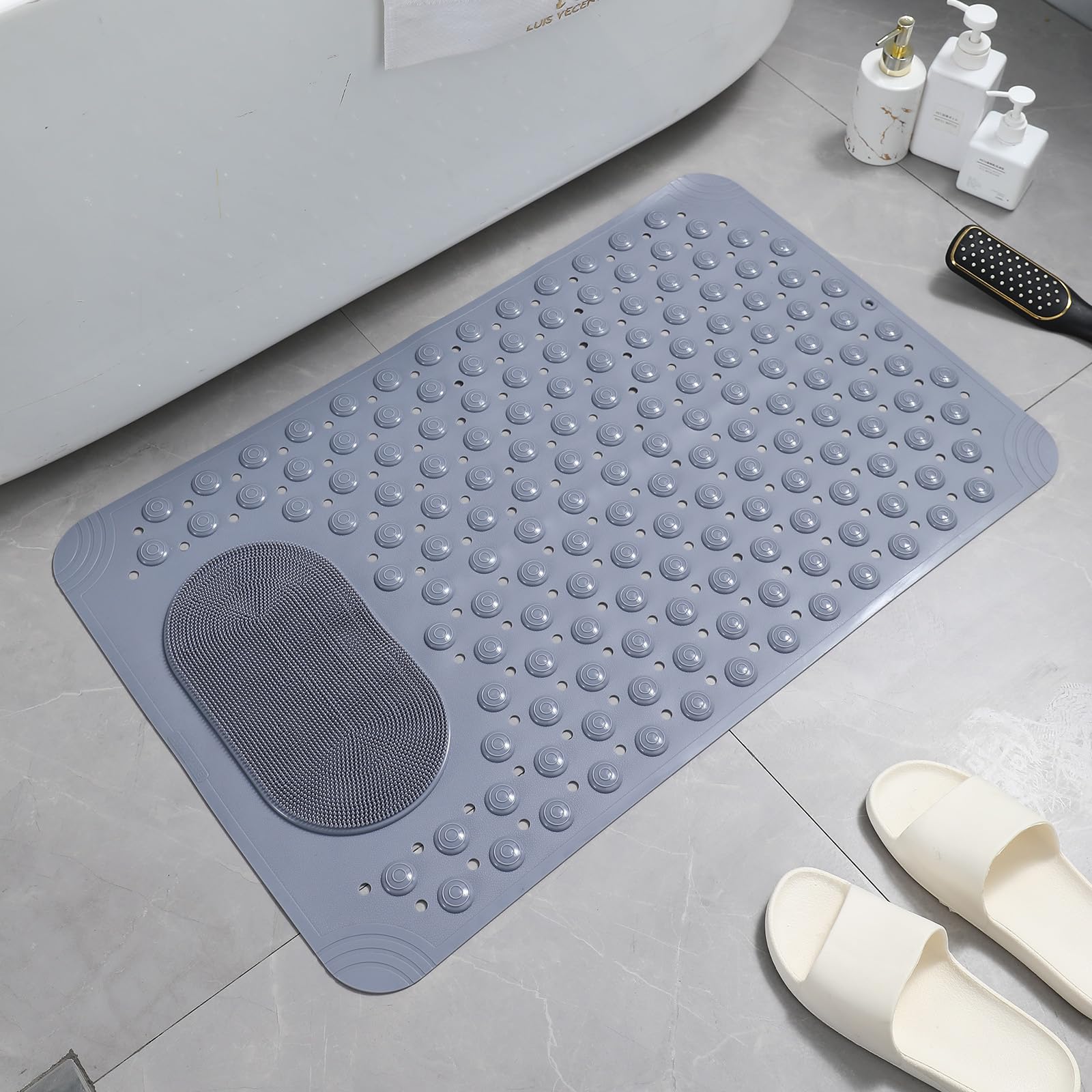 Tapis de douche antidérapant avec ventouse et texture ergonomique - Tapis de douche antidérapant