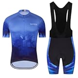Men&apos;s Cycling Jersey Set Road Bike Shorts Sleeves Jersey Zipper Pokcet Bib Shorts with 20D Gel Pad Biking Clothing Sets