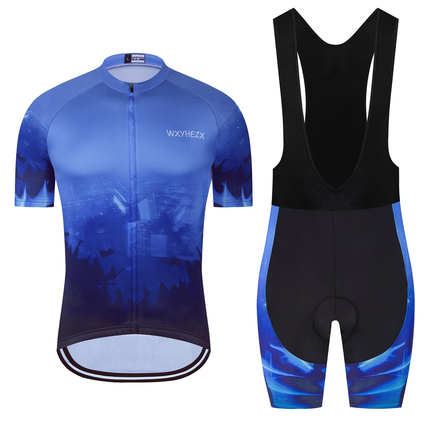 Men's Cycling Jersey Set Road Bike Shorts Sleeves Jersey Zipper Pokcet Bib Shorts with 20D Gel Pad Biking Clothing Sets
