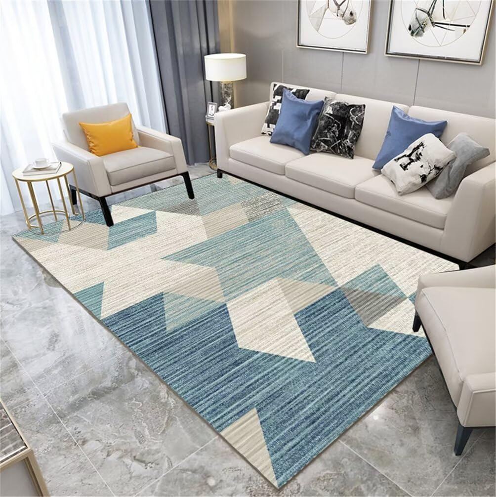 Tapis grand format 150x200cm lavable et tapis de chambre ado au design géométrique