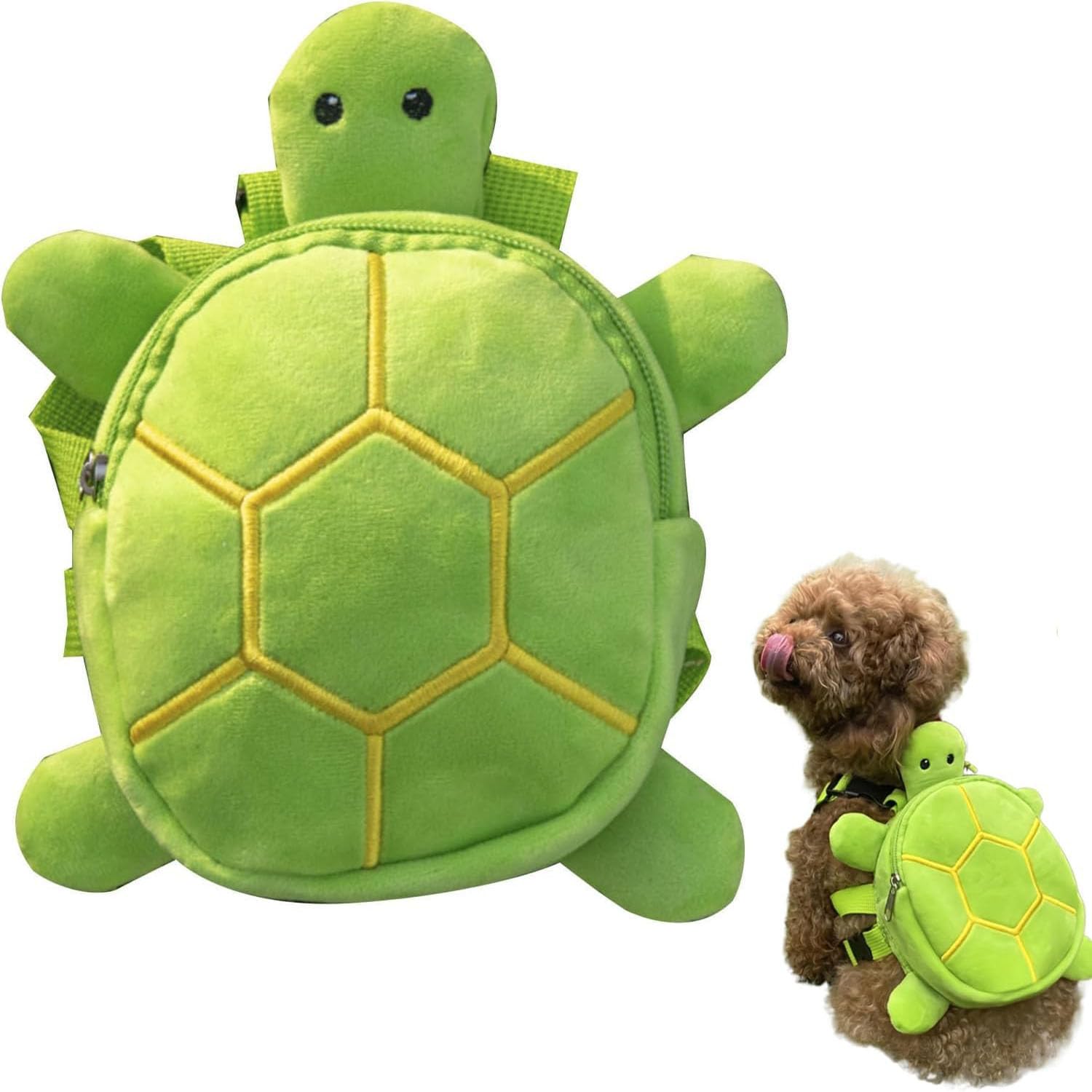Sac à Dos avec Harnais pour Chien en Forme de Tortue, Sac pour Chien d'extérieur, Sac à Dos pour Animaux de Compagnie, Sac à Dos pour Chien avec Traction sur la Poitrine et Le Dos (Green)