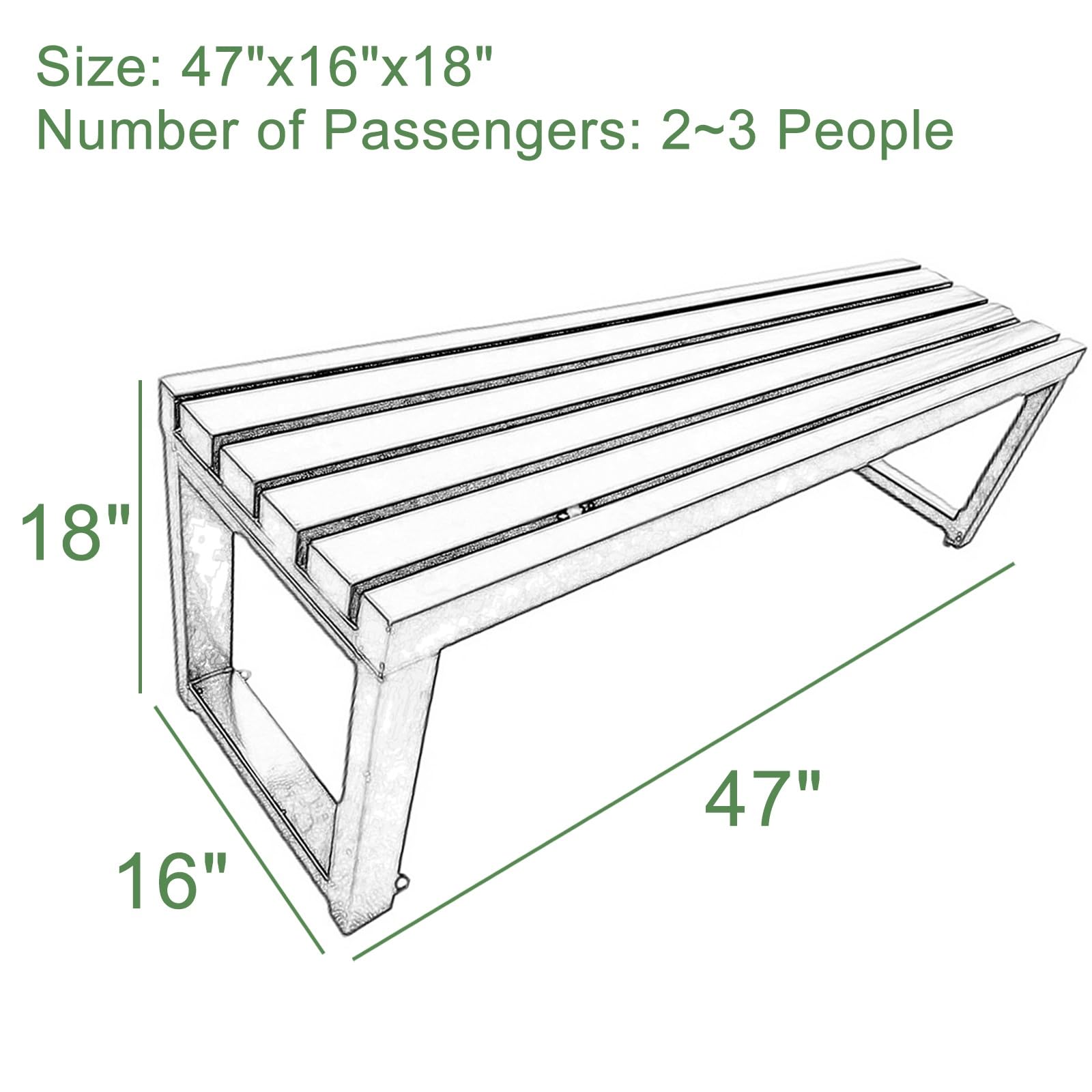 Heavy Du 119 cm odporna na warunki atmosferyczne metalowa ławka ogrodowa – czarna do siedzenia na zewnątrz na patio i park na podwórko, do szkoły, pojemności 362 kg i metalowe futro