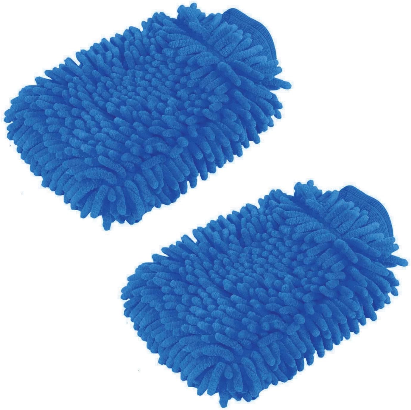 2 Pack. Premium car wash Microfiber Chenille mitt. Super auto Absorbent. Ultrafine Sponge Fiber Glove. Professional Cleaning at Home, Kitchen, Hand car Washing Care. Soap Chemical Resistant. (Blue) : Automotive