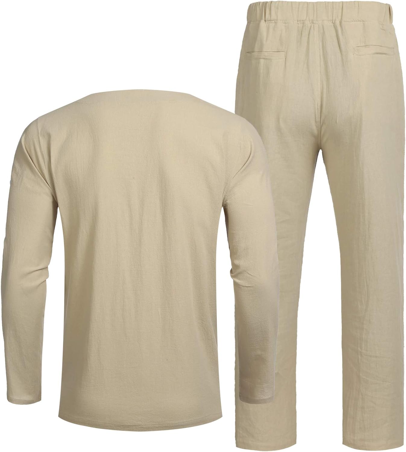 JINIDU Mens Beach Shirt Pants Set Cotton Linen Hippie Outfit