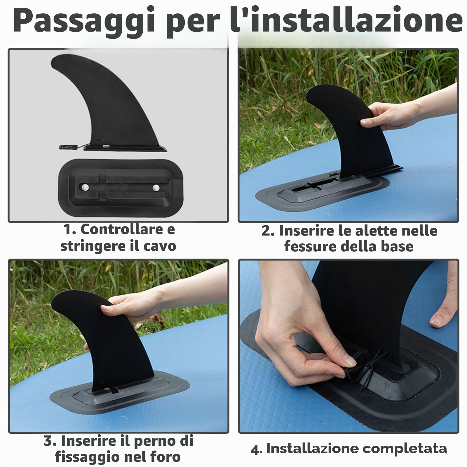 Pinna universale SUP estraibile, accessorio di ricambio per tavole da surf, accessori per paddling stand up paddling, per sup board gonfiabile, kayak lungo, tavola da surf