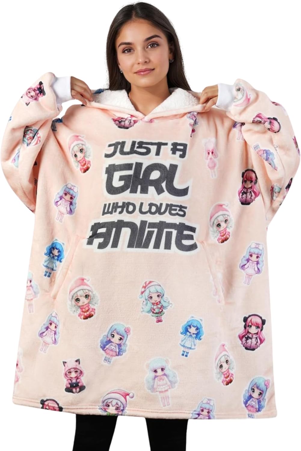 Anime Gifts for Women, Wearable Blanket Hoodie for Teens, Friends, Daughters for Christmas, Birthday - Just a Girl