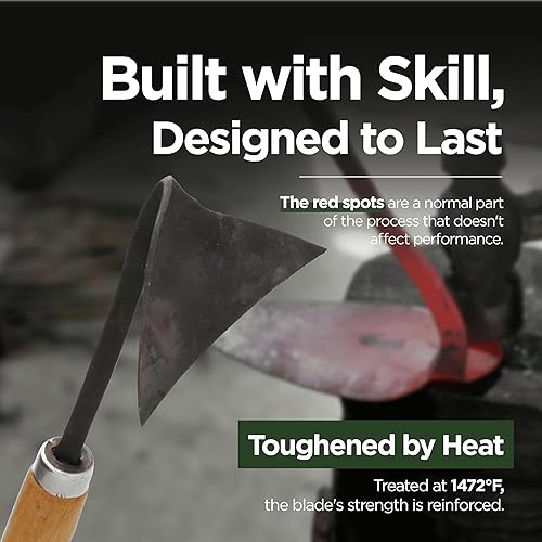 Miniatura 4 de Triangle Homi - Azada de mano tradicional hecha a mano, herramienta de jardín coreana para excavar y plantar con acero forjado y mango de madera de