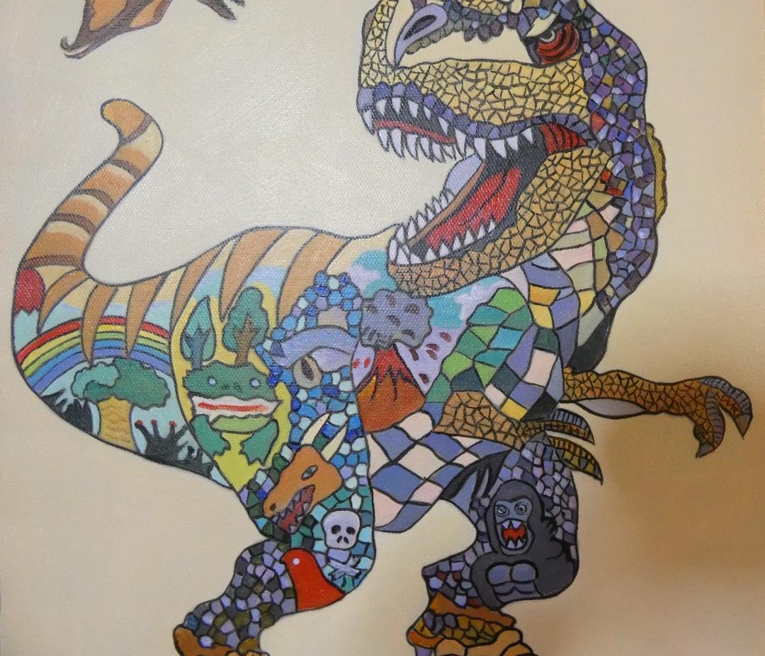 Amazon.co.jp: 油絵 額付き ジミー大西 恐龍 手描き F6 : ホビー