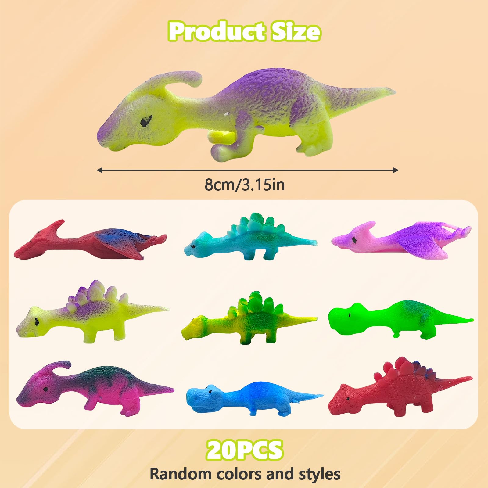 20 Stück Schleuder-Dinosaurier Spielzeug – Fliegende Finger-Dinos, Bunt, Für Kinder-Partys
