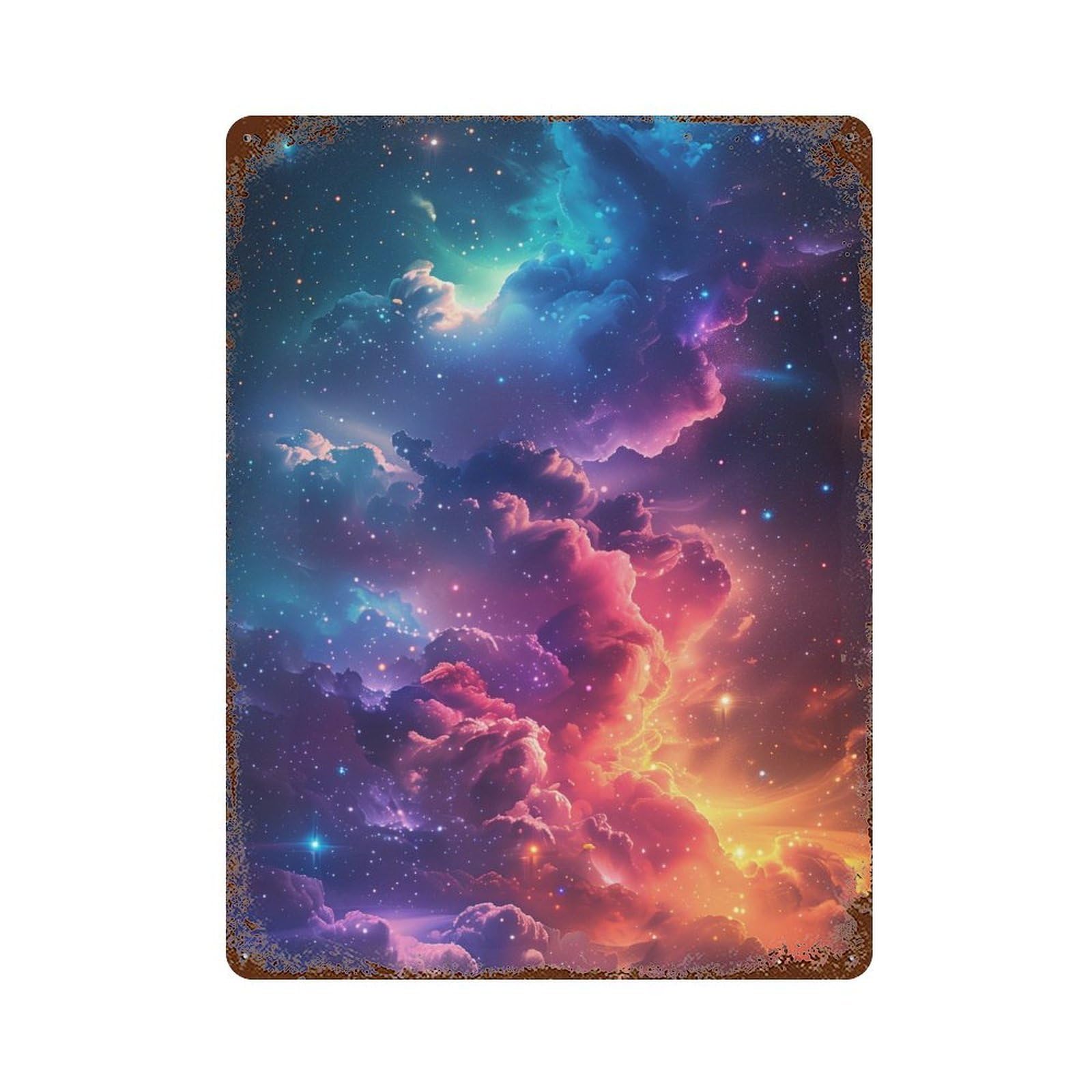 Cosmic Clouds in Space-1 Rustic Tin Plaque 15.7"x11.8", Industrial Home Decor for Pub, Kitchen And Man Cave Decor