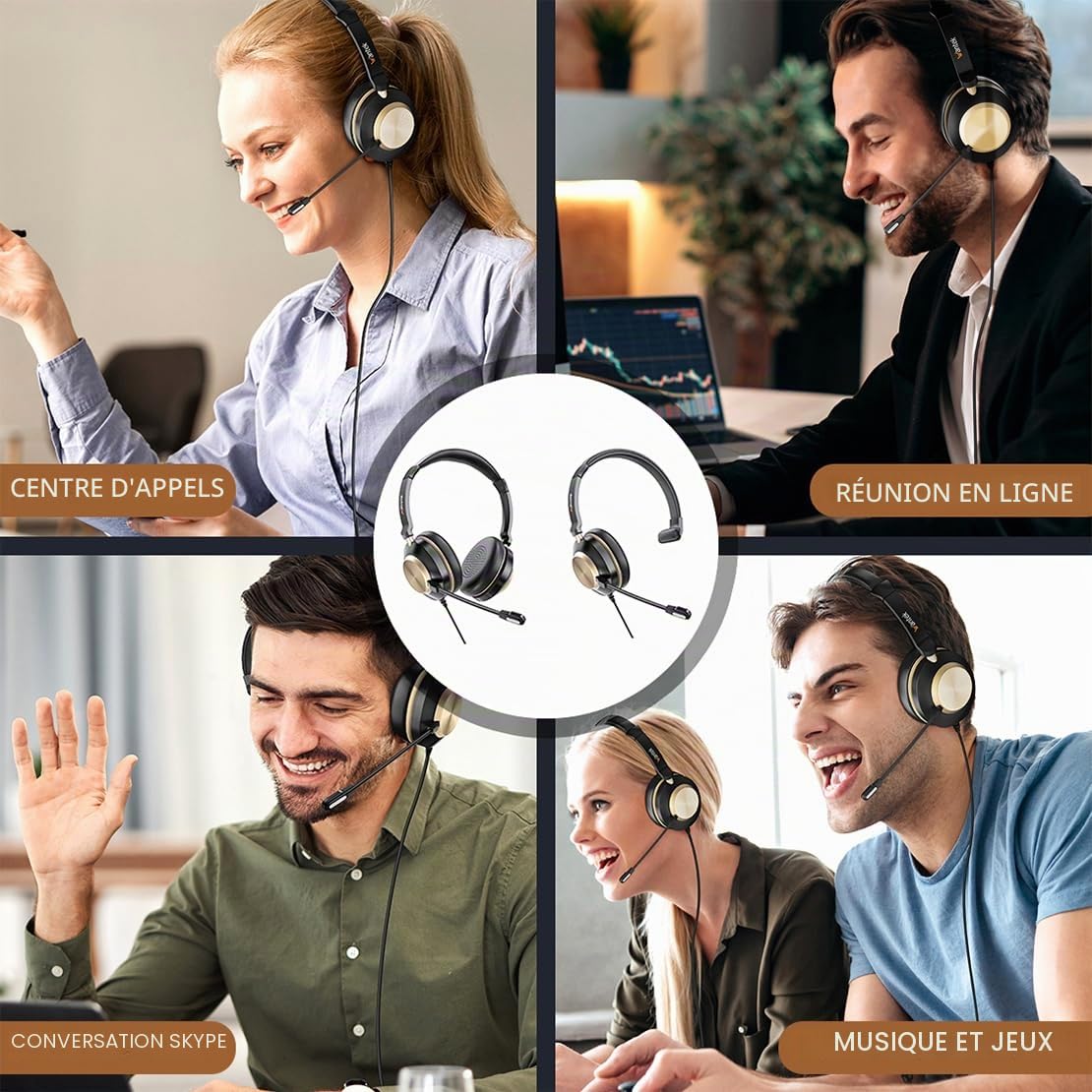 Wantek Casque USB avec Microphone pour Ordinateur Portable et Ordinateur Portable - Casque réglable avec Suppression du Bruit