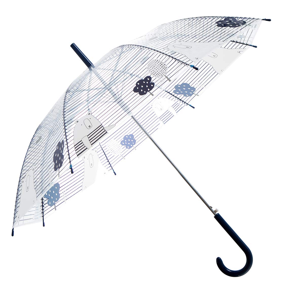 Unicorn Clear Umbrella Bubble Fashion Dome Auto Open Transparent Umbrella for Outdoor Weddings Windproof (Navy Stripe)