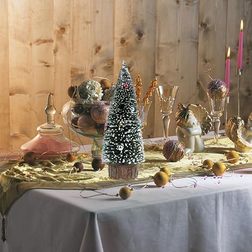 Miniatura 2 de PRETYZOOM Mini botella de árbol de sisal, árboles de Navidad de mesa, árboles de cepillo, árboles helados de nieve, árbol de pino en miniatura con