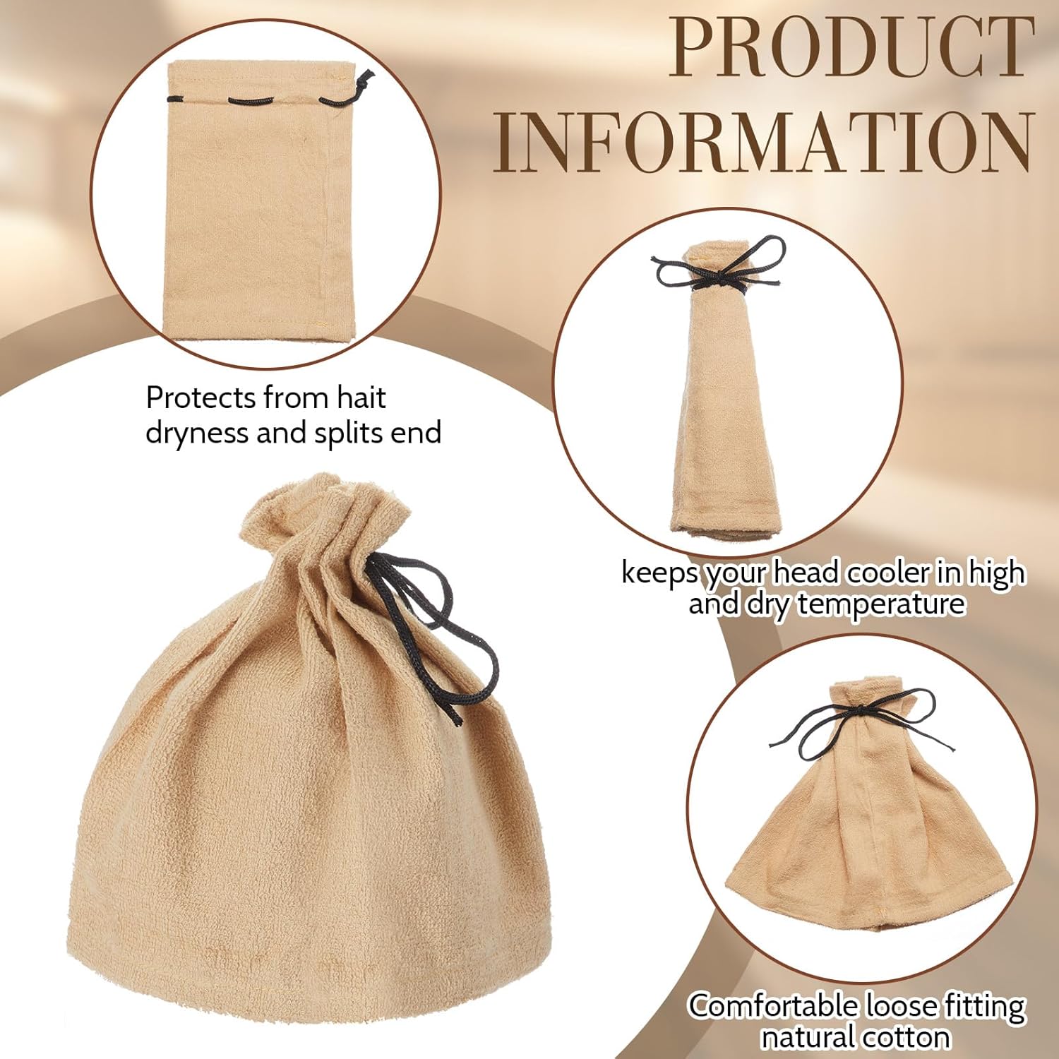 JaGely 2 Pcs Sauna Hat Cotton Towel Hat for Men and Women Sauna Cap Banya Cap Hair Wrap Sauna Hair Protector for Steam Rooms Dry and Infrared Saunas Accessories - Image 2