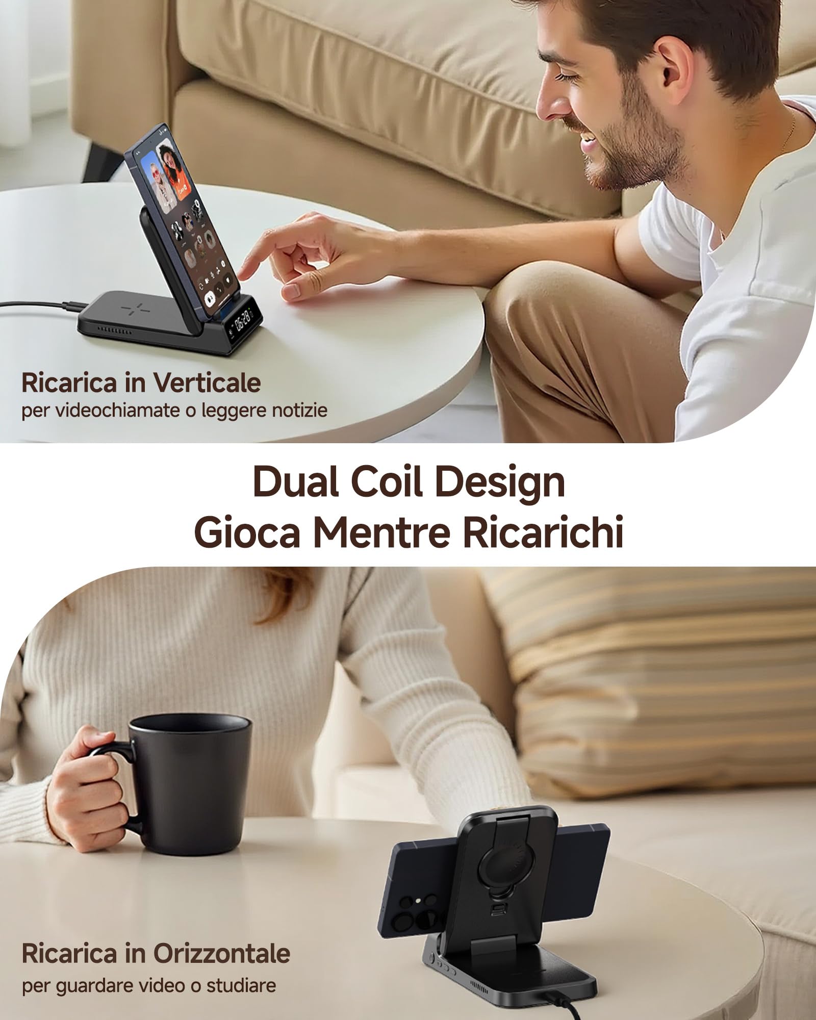 3 in 1 Caricatore Wireless per Samsung S26 Ultra, Stazione di Ricarica per Samsung S26/S25/S24, Base di Ricarica per Galaxy Watch 8/8 Classic/Ultra/7/6, Galaxy Buds 4 Pro, SwanScout 703S (No Adapter) | Pieghevole per i viaggi, funziona su comodino o scriv