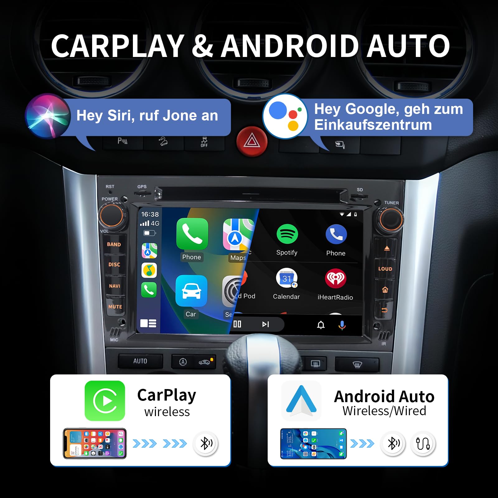 [Android 13.0 4GB+64GB 2.0Ghz] Autoradio Bluetooth Carplay 2 DIN per Opel, Autoradio da 7 Pollici con Schermo WiFi/GPS/RDS/CD DVD/USB/FM/SD/RCA, Supporta il Controllo Del Volante