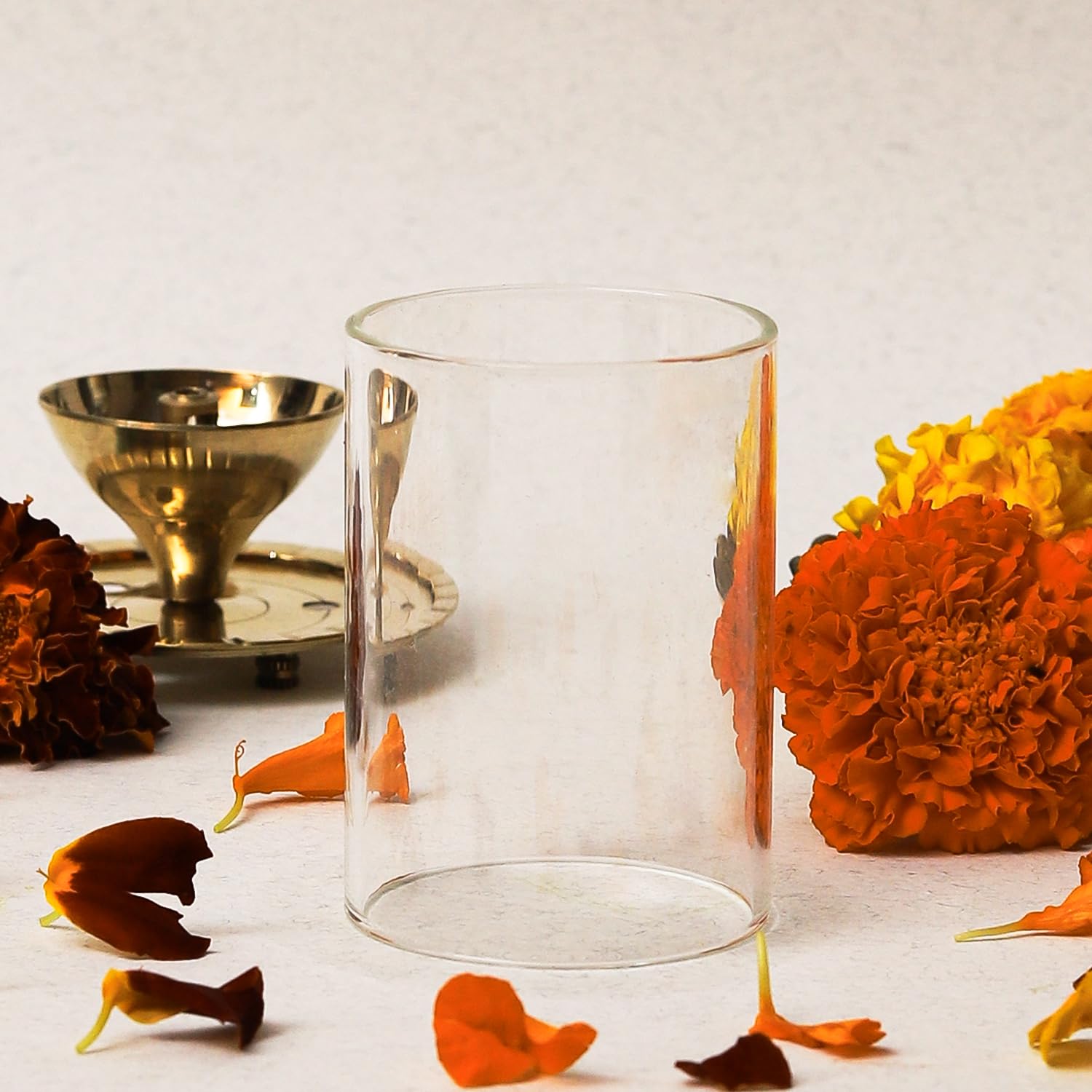 Klassic Small Borosilicate Glass Cover 2.7 Inch Height & 2 Inch Width | Protective Cover Against Wind & Dust for Tea Light & Navjyoti Diya