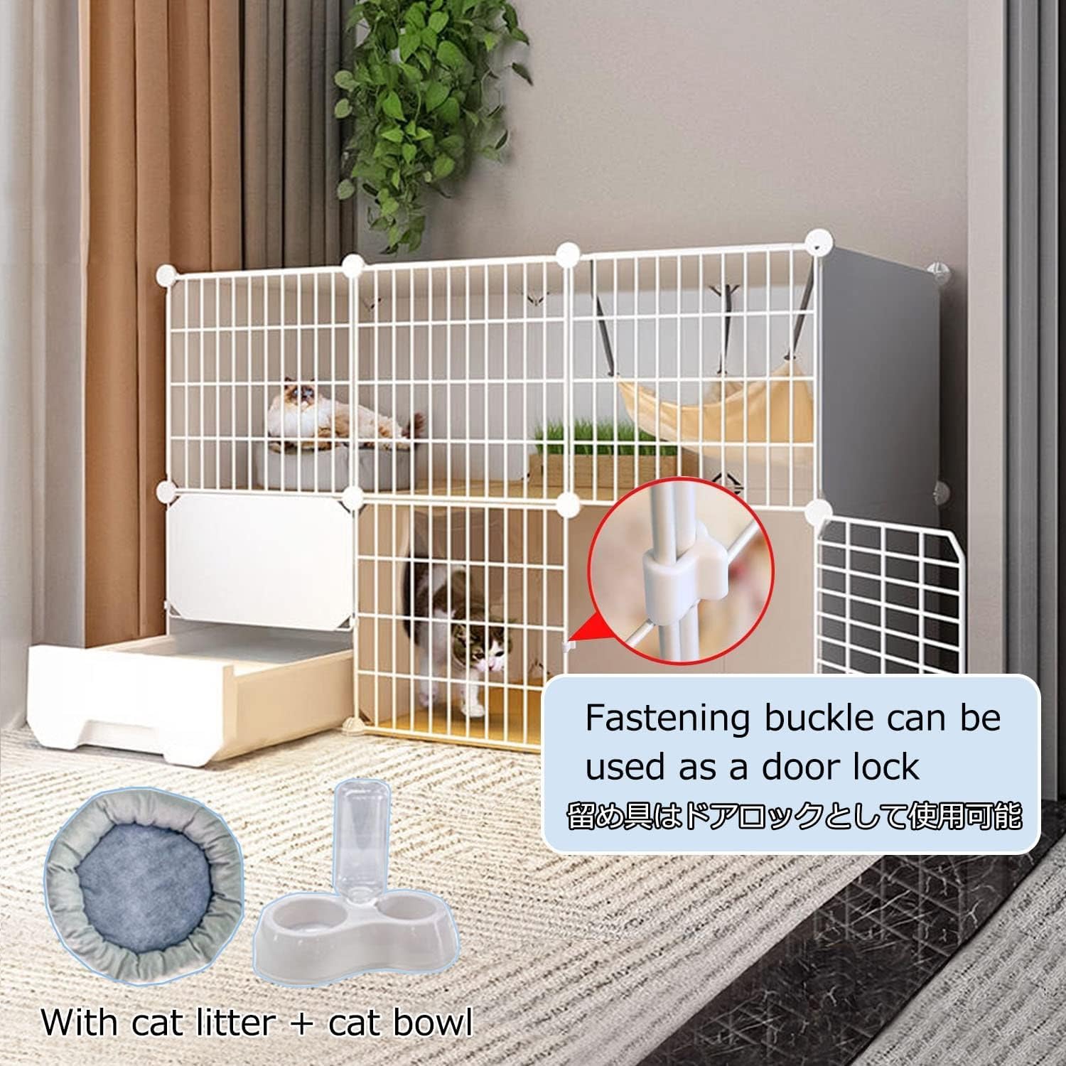 Recinto for Animali da Interno – Gabbia con Vassoio e trasportino(White 73x47x72cm)