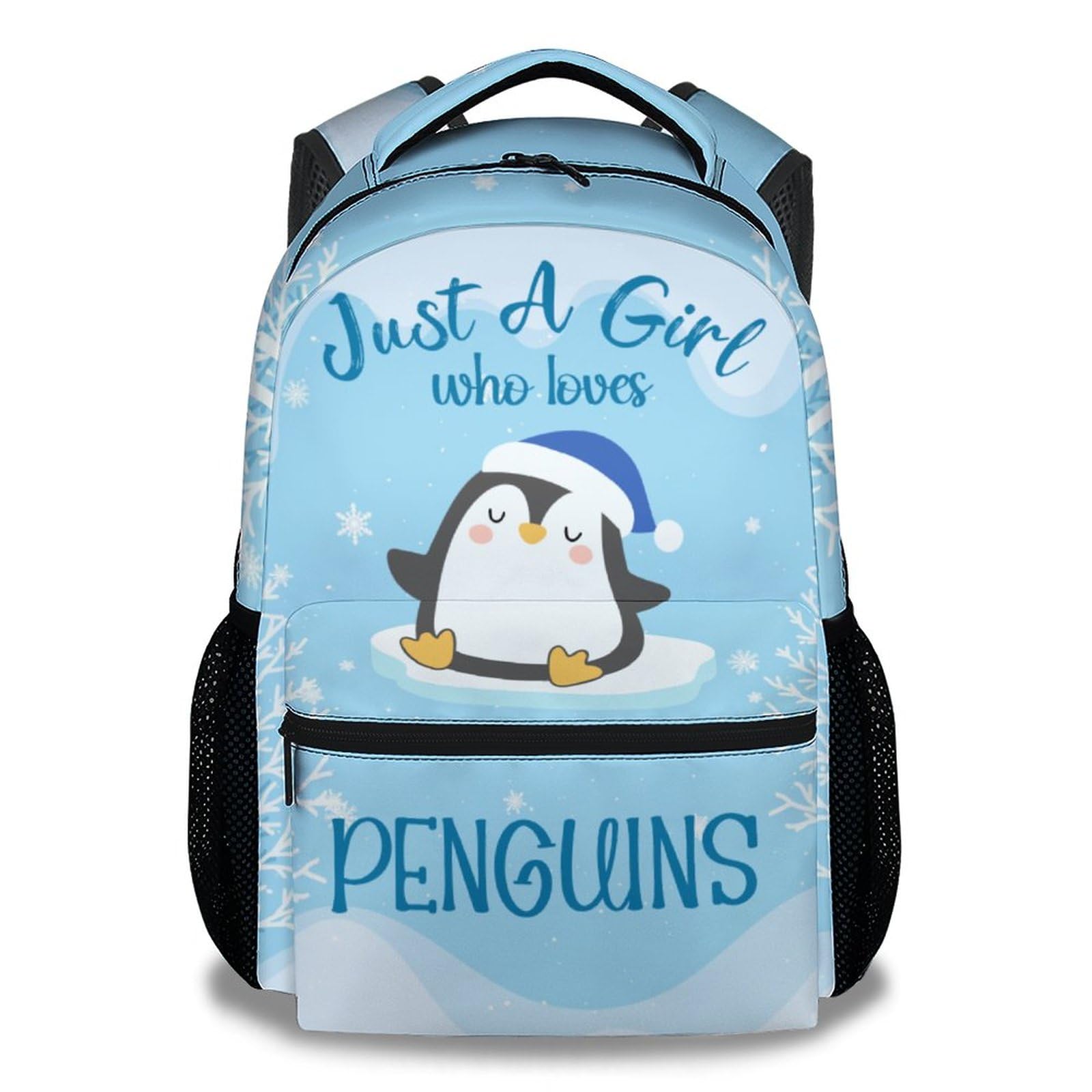 CUNEXTTIME Penguin Backpack for Girls Boys, 16 Inch Blue Backpacks for School, Cute Lightweight Durable Bookbag for Kids
