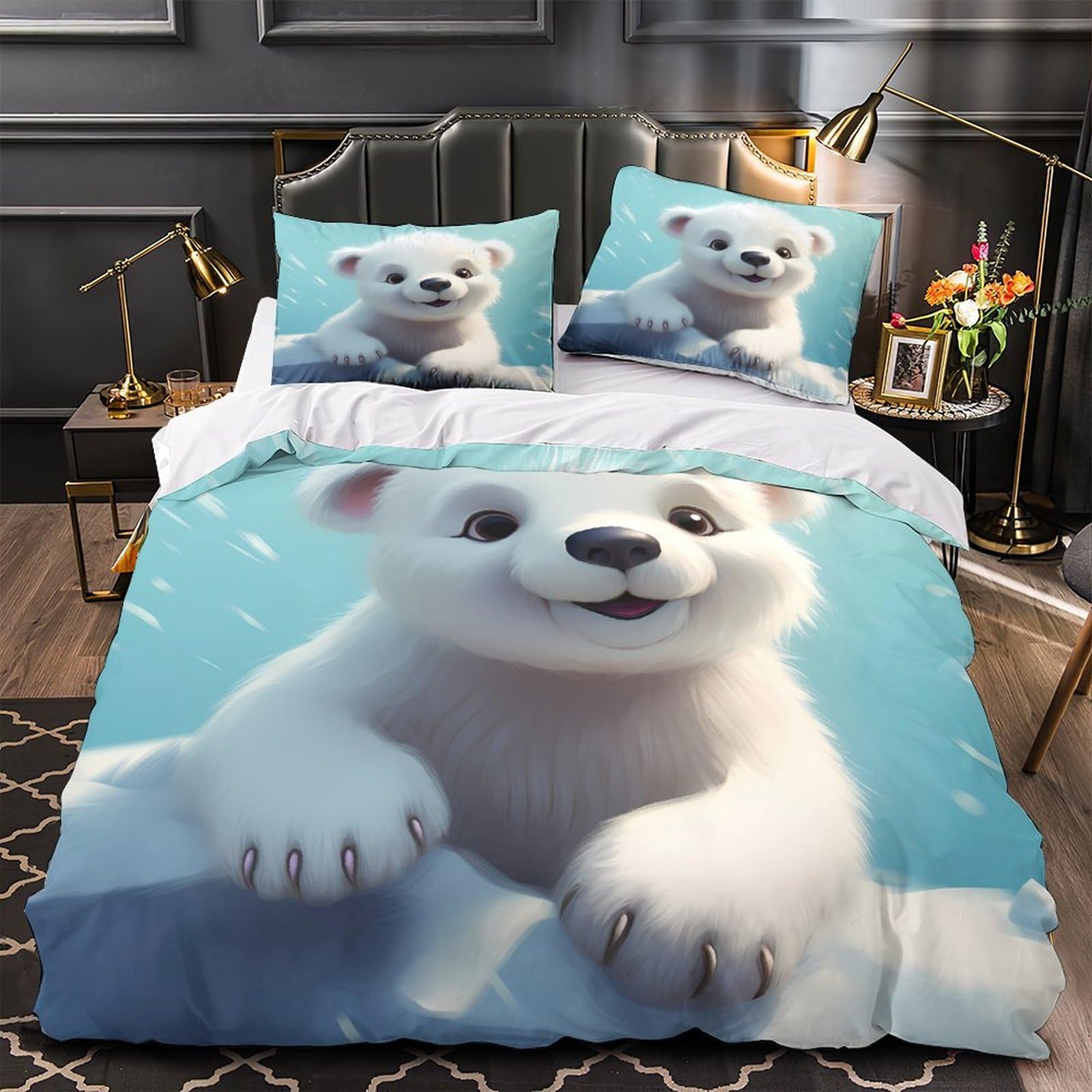 Housse de couette phoque hypoallergénique en microfibre douce avec zip