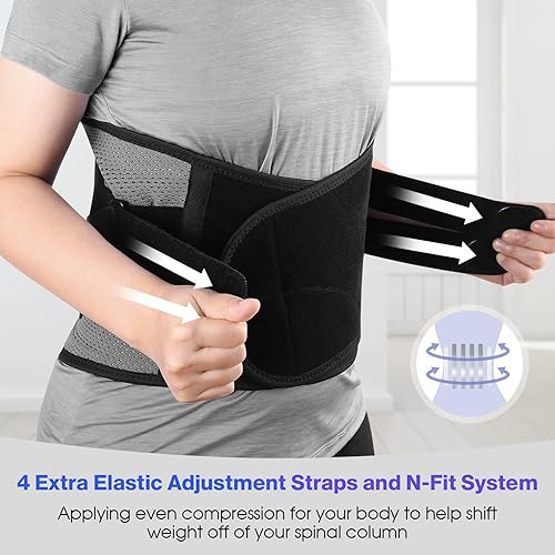 Miniatura 4 de NEENCA Soporte lumbar ajustable para aliviar el dolor de espaldalumbarcintura, cintura con estabilizadores de resorte para lesiones, hernia de