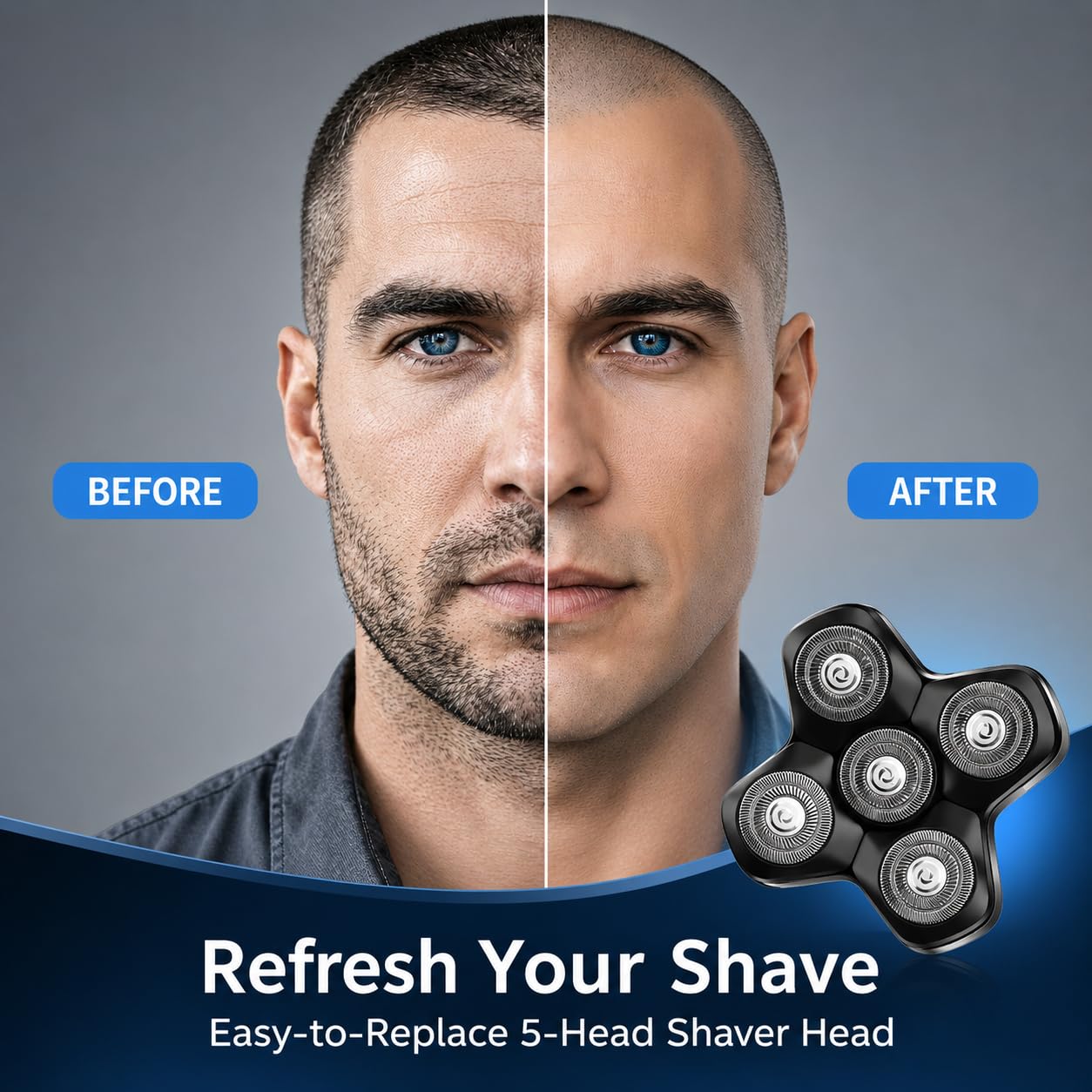 Ersatzkopf, kompatibel mit MANSCAPED The Dome Shaver, 5 rotierende Klingen, magnetisches Rasiererzubehör, waschbar und wasserdicht, einfache Installation – 1 Packung