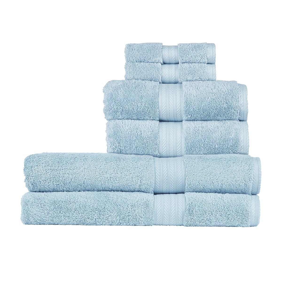 Christy Renaissance 6 Piece Bath Sheet Set | Soft Chambray Blue | 100% Egyptian Cotton Pile | Luxuriously Soft and Super Absorbent | 675 GSM | 2 Bath Sheets 2 Hand Towels 2 Face Cloths