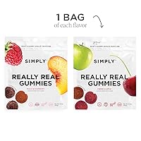 Vista 34 de SIMPLY Really Real Gummies Made with Real Fruit Peach and Raspberry 1.8 oz (Pack of 8) No Cane Sugar + Gluten Free + Kosher