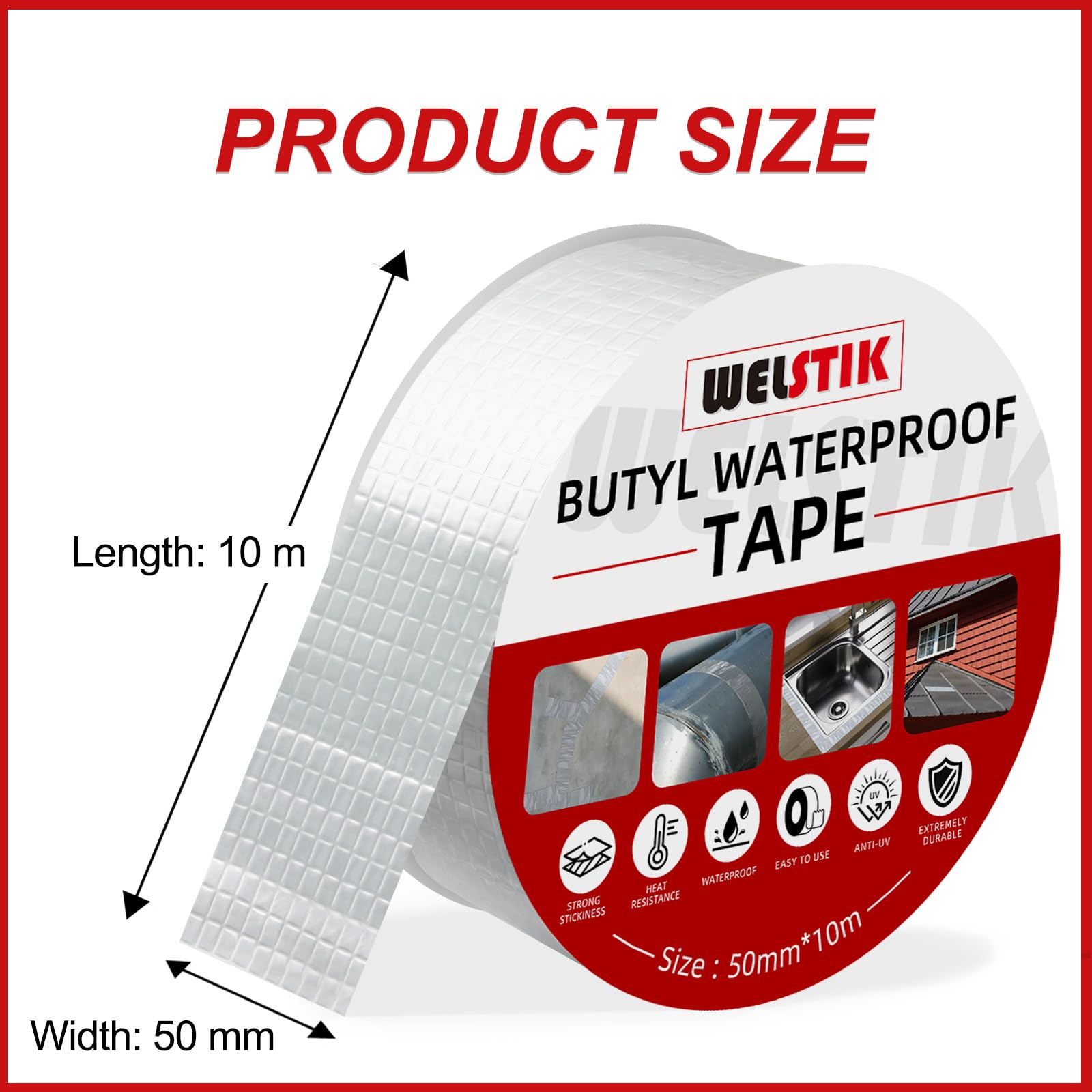 WELSTIK Butylband, wasserdicht, silberaluminium, für Dach- und