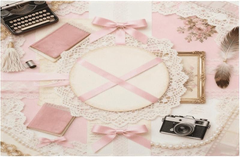 Alfombra para puerta con collage estético vintage, color rosa, antideslizante, lavable, terciopelo de cristal fácil de limpiar, alfombra de diseño de perfil bajo para entrada interior, puerta delantera de 23.6" x 17.5"