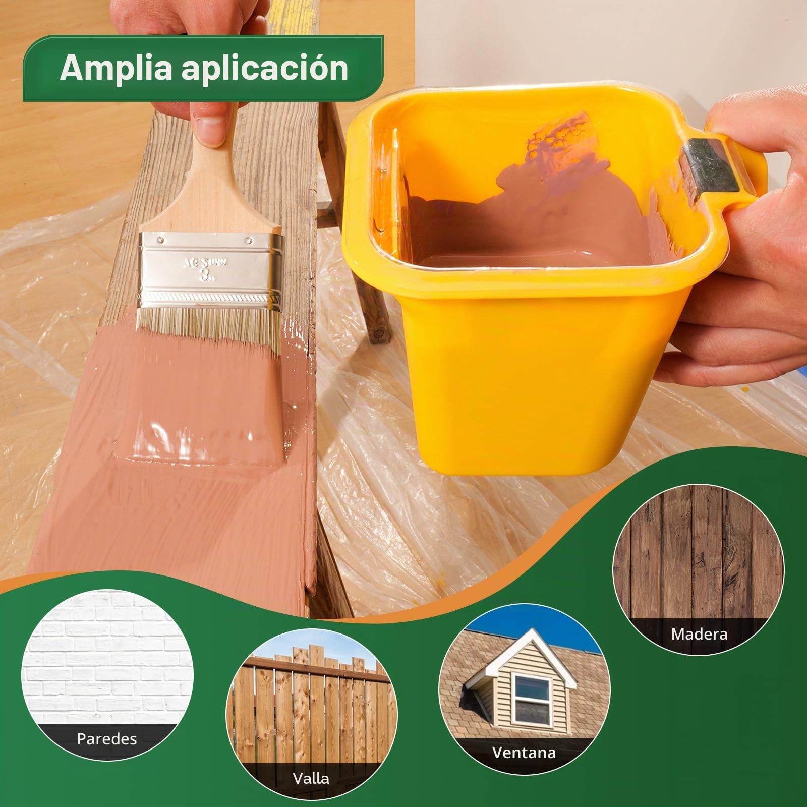 Voomey 15 cubos de pintura con capacidad para 16 onzas de pintura o manchas, taza de pintura, revestimiento de cubo de pintura, herramienta de pintura de recorte, para trabajos de acabado y