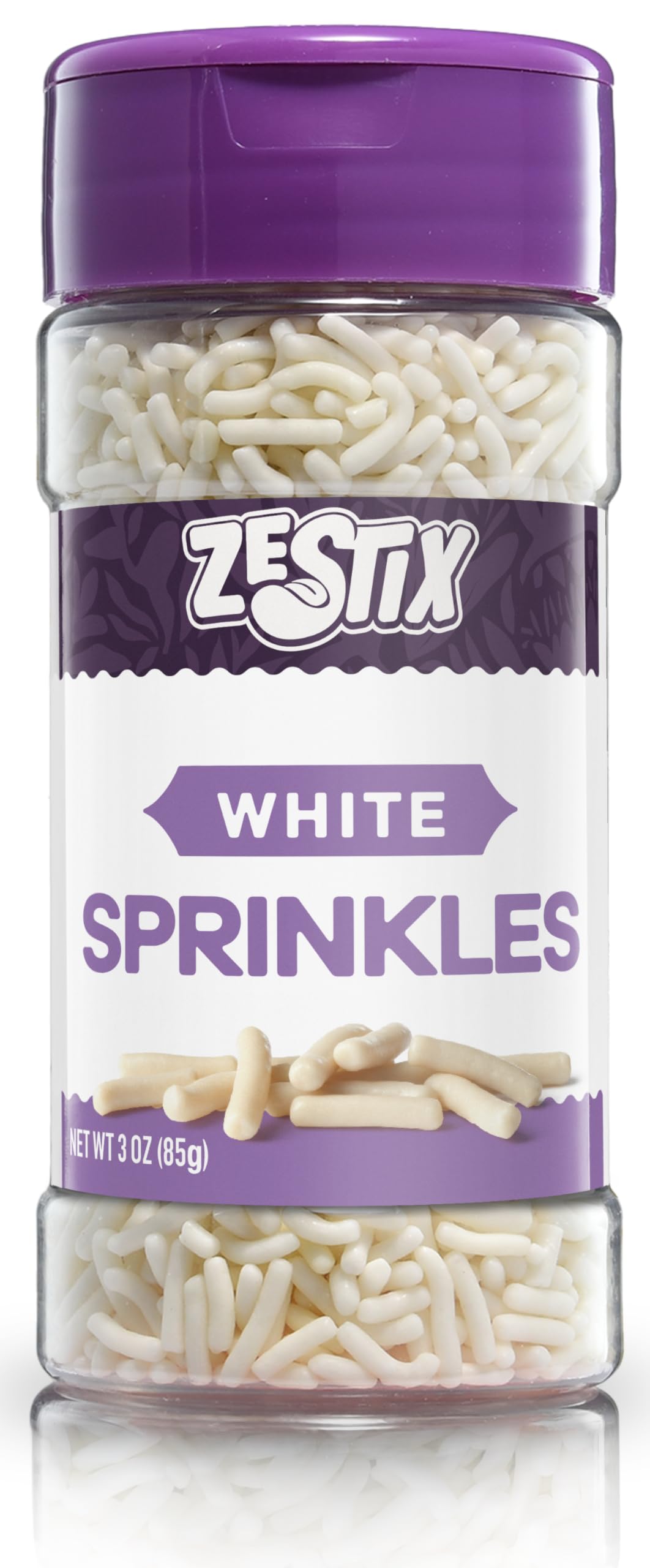 White Sprinkles 3 oz Bottle | Jimmies Sprinkles for Cake Decorating | Dessert Topping for Baking, Holidays & Wedding Parties