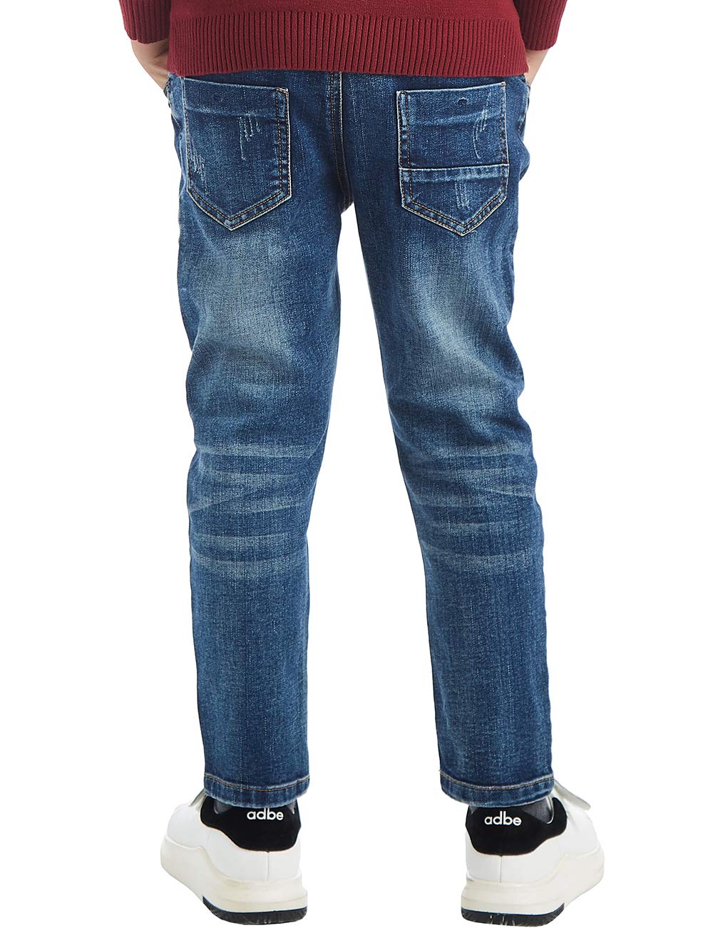 Jeans en Denim pour garçons, Taille élastique côtelée Pantalon en Coton
