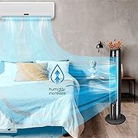 Vista 5 de Ventilador de torre con control remoto, humidificador de habitación evaporador refrescante oscilante silencioso sin paletas, tanque de agua