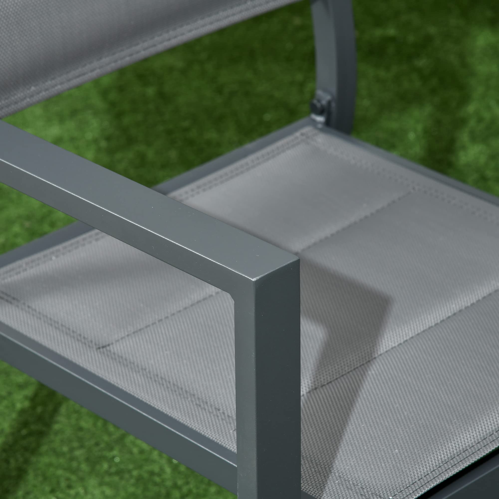 Outsunny Set da Giardino in Alluminio 7 Pezzi Tavolo Rettangolare Allungabile 6 Sedie Grigio