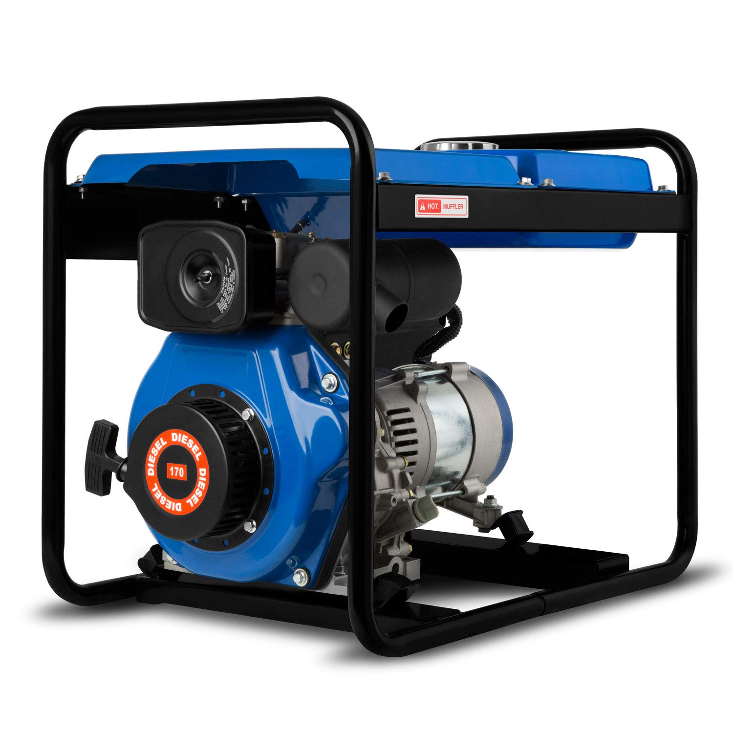 EBERTH 2000 Watt di energia elettrica di emergenza diesel, generatore di corrente con motore diesel da 3,8 CV, 4 tempi, 2 x 230 V, 1 x 12 V, regolatore automatico AVR, antimancanza di olio, avviamento