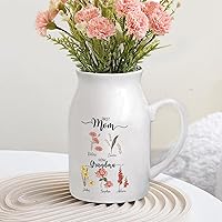 GlamourGrace Personalized Ceramic Birth Month Flower Vase - Custom Small Vase for Mom, Grandma, Wife | Mother's Day Home Decor Gift