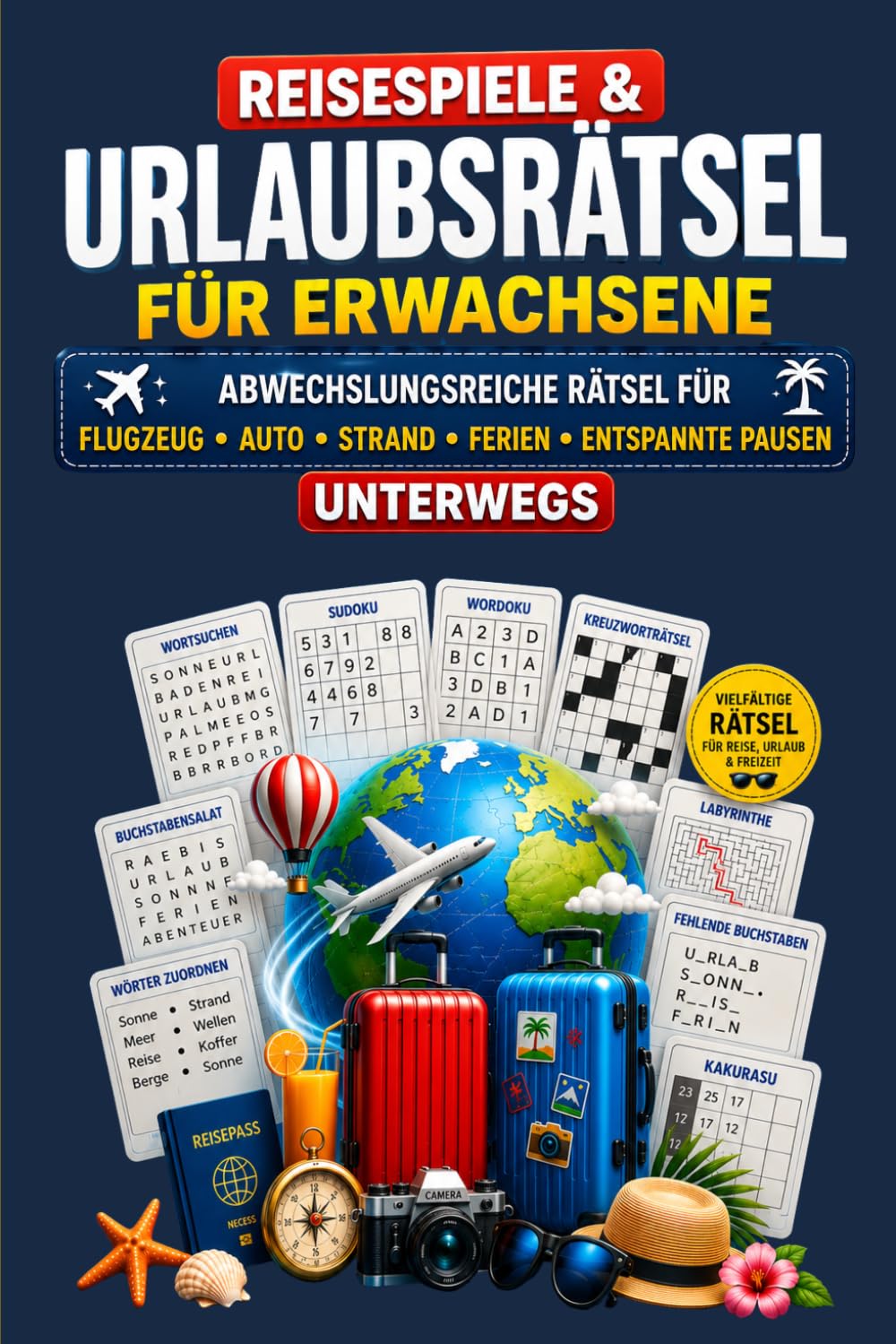 Reisespiele & Urlaubsrätsel für Erwachsene: Abwechslungsreiche Rätsel für Flugzeug, Auto, Strand, Ferien und entspannte Pausen unterwegs.