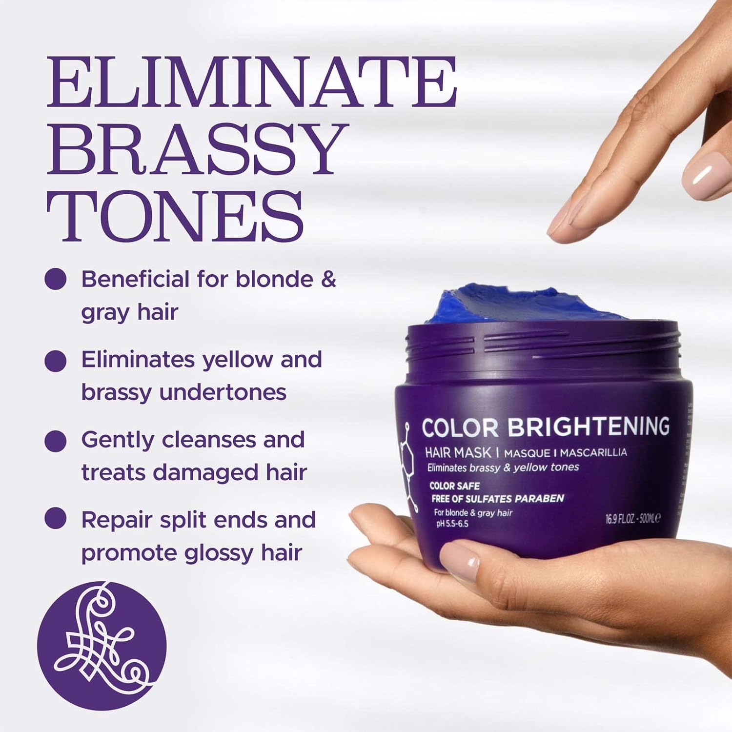 Luseta Purple Hair Mask 16.9 Oz, Deep Conditioner for Color Treated Hair Neutralizes Unwanted Yellow Tones and Removes Brassine, for Blond and Gray hair, Sulfate & Paraben Free - Image 5