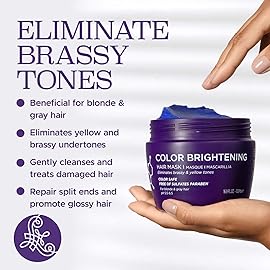 Luseta Purple Hair Mask 16.9 Oz, Deep Conditioner for Color Treated Hair Neutralizes Unwanted Yellow Tones and Removes Brassine, for Blond and Gray hair, Sulfate & Paraben Free