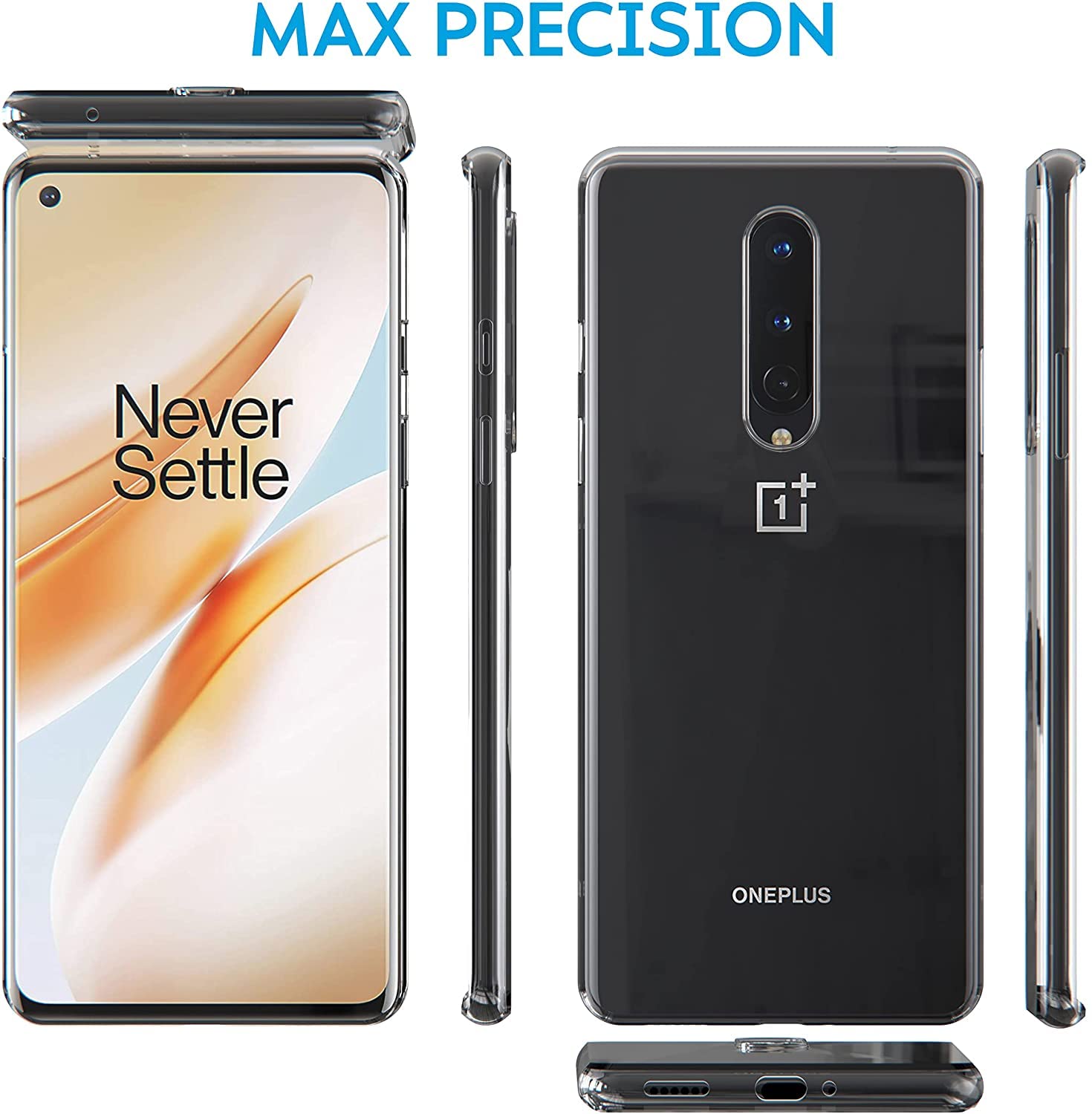 Custodia Captor Trasparente Per Oneplus 8 Pro | Silicone TPU Anti-ingiallimento Morbido E Sottile Con Bordo Rialzato Per Schermo E Fotocamera