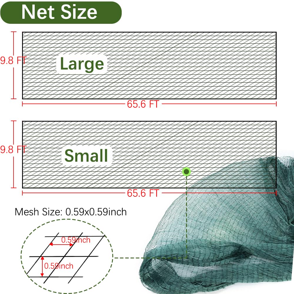 0.59'' Mesh Size Polyester Seines, Polyethylene Cast Net for Fishing, Beach Bait Seine with Float Sinkers, 10 X 65 Ft