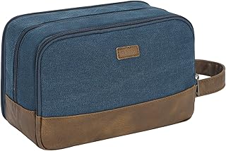 WANDF Neceser de Viaje para Hombre Bolsa de Aseo Colgante Organizador Aseo Lona Bolsa Afeitado Resistente al Agua Neceser Aseo(Azul)