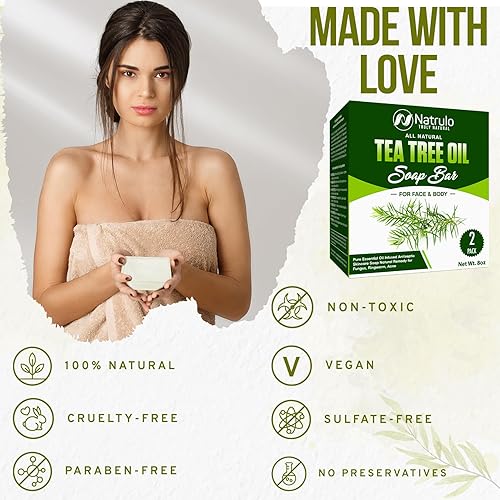 Miniatura 3 de Barra de jabón de aceite de árbol de té para cara y cuerpo – Limpiador de piel totalmente natural – Jabón de limpieza para el cuidado de la piel con