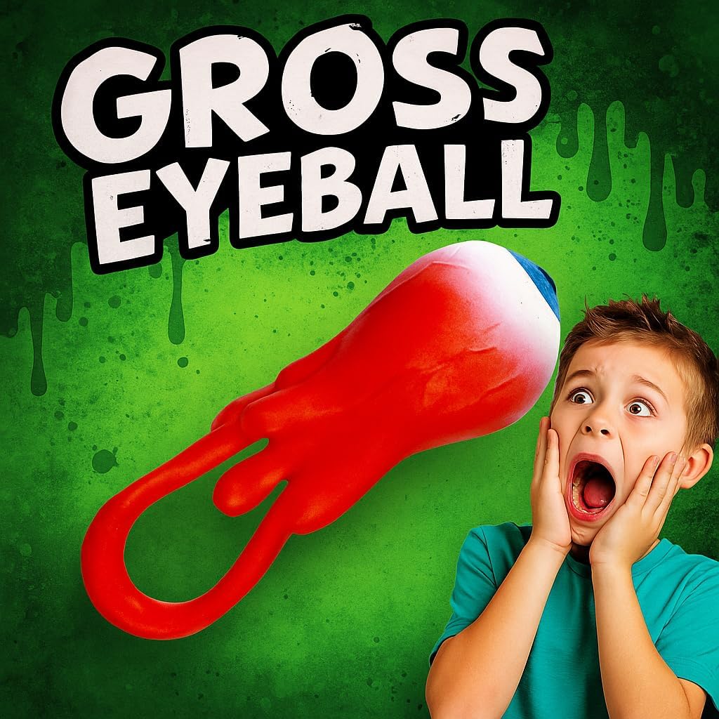 JA-RU Gross Light Up Eye Flinger Toy (Pack of 1) Stretchy Launching Eyeball. Halloween Party Favor. Sticky Splat Ball, Wall Ball, Squishy, Stress Relief, Gross Toy, Sticky Flinger 2494-1