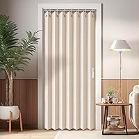 Vatge Accordion Pleated Closet Curtains Beige - Folding Door Curtain for Doorways, Room Dividers, Closets, 39x78 Inches