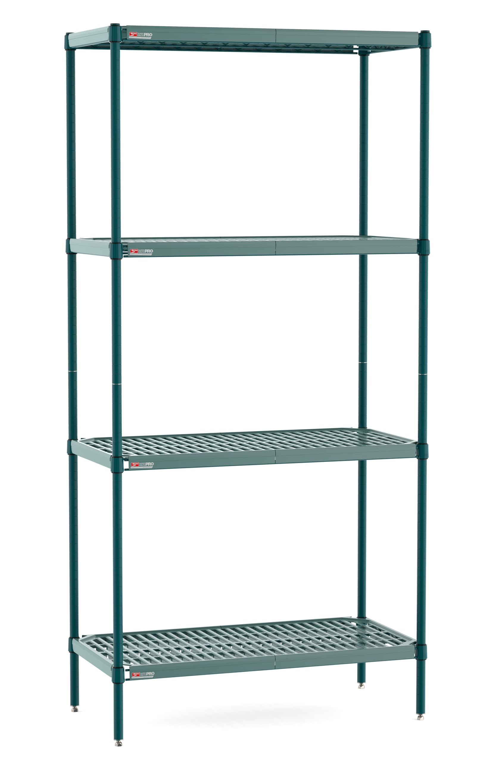 METRO Super Erecta Pro Shelving Unit with Metroseal Green Epoxy, Microban and Removable Plastic Shelf Mats - Wire Shelving for Restaurants, and More -