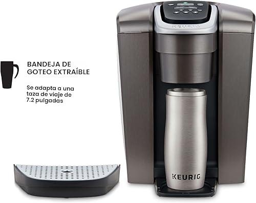 Vista 3 de Keurig Cafetera K-Elite, cafetera de vainas K-Cup de una sola porción, con capacidad de café helado, pizarra cepillada